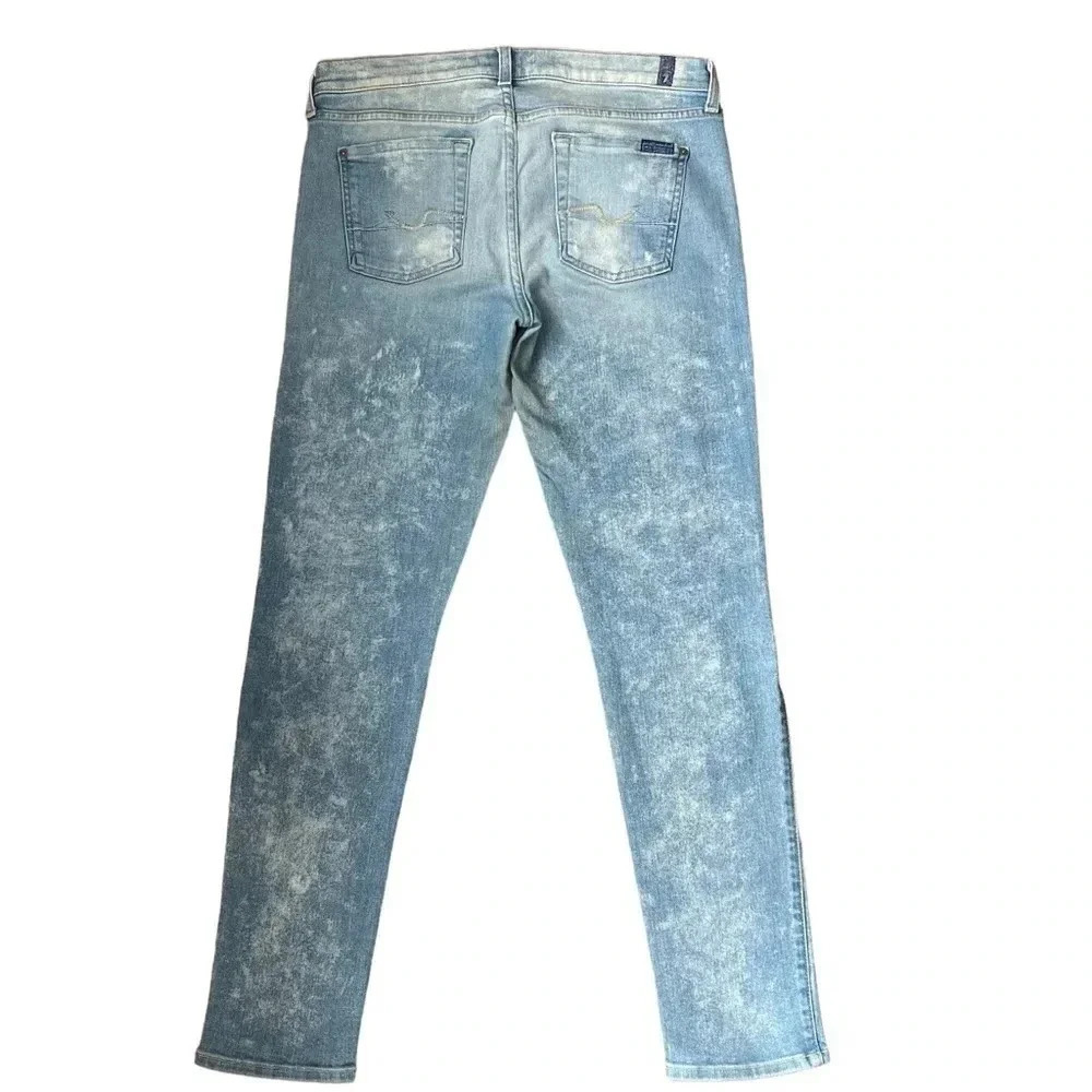 7 For All Mankind Josefina Distressed Bleached Skinny Boyfriend Jeans Size 26 - Picture 2 of 8